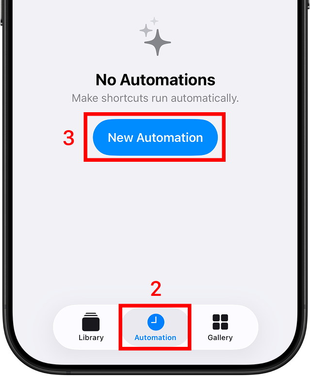 Launch Shortcuts and open Automation tab