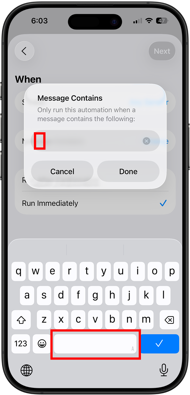 Message Contans - Single space
